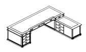 Стол руководителя с 10 ящиками правый 01101