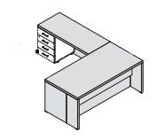 Стол руководителя с низкой царгой, приставкой и тумбой 155 038 П