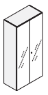 Шкаф высокий широкий, 2 двери стекло 170 433